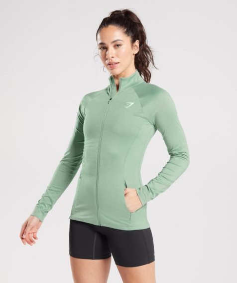 Women's Gymshark Training Zip Up Jackets Green | NZ 7CTRIW